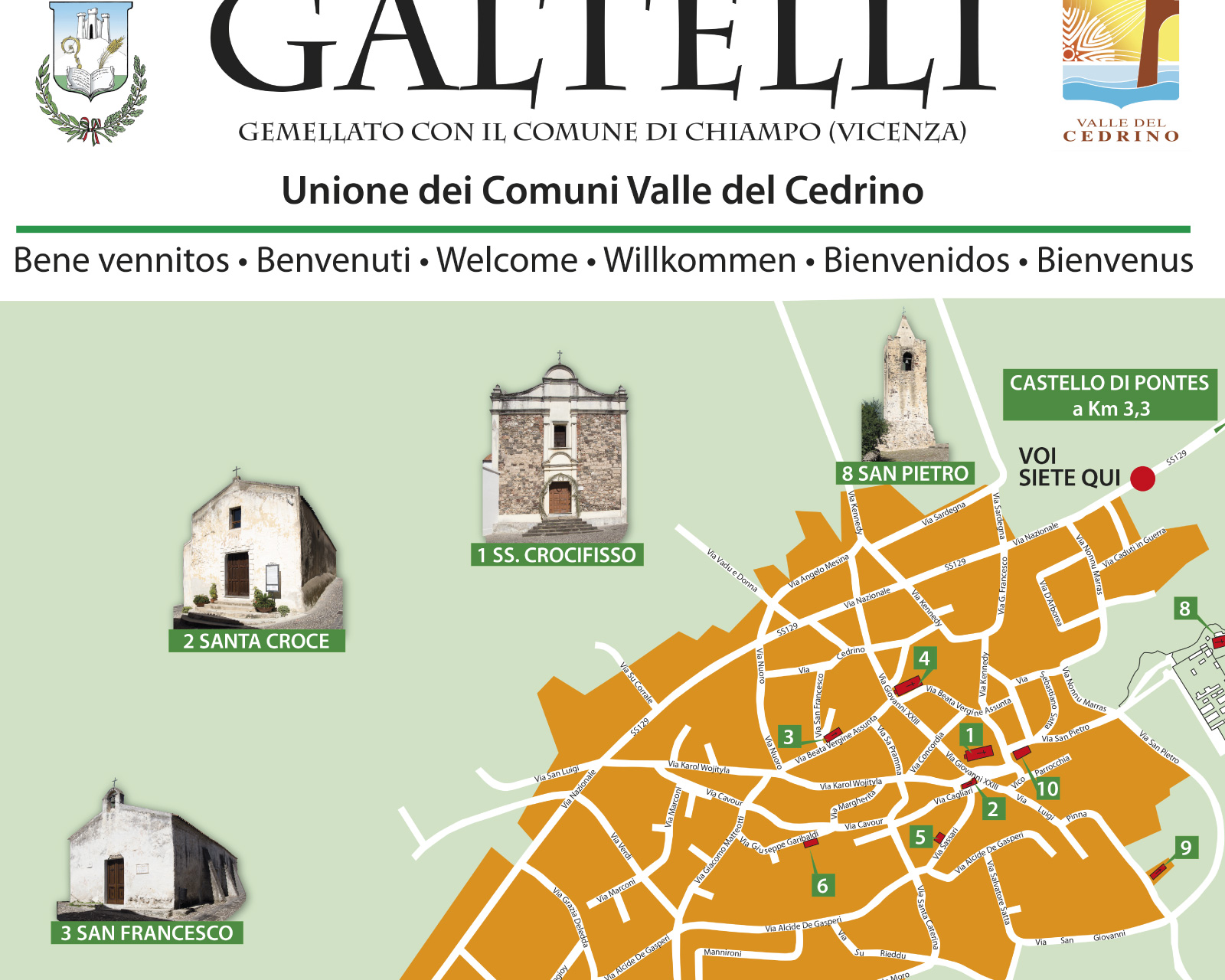 Cartelli informazione turistica a Galtellì