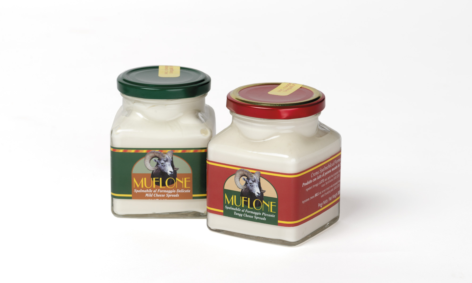Studio grafico delle etichette di formaggio Muflone