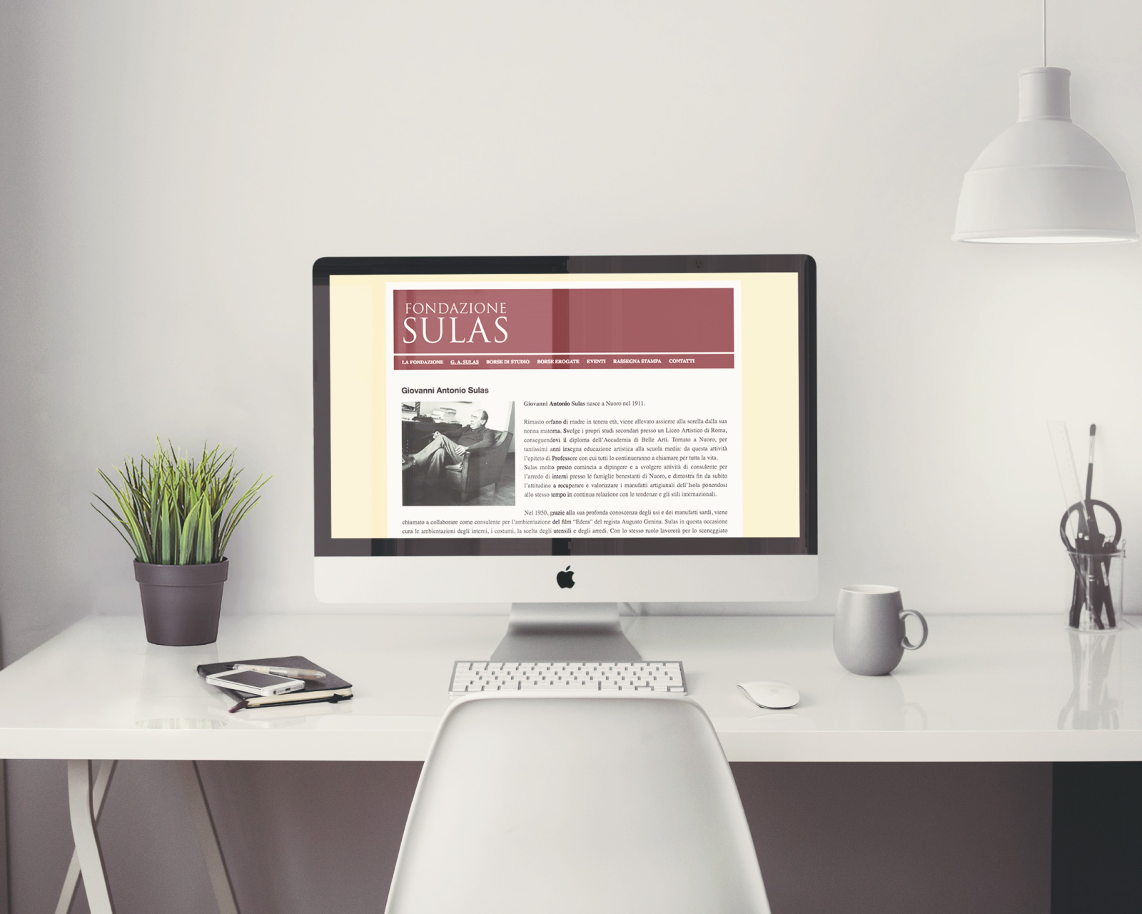 Studio grafico del sito web della Fondazione Sulas
